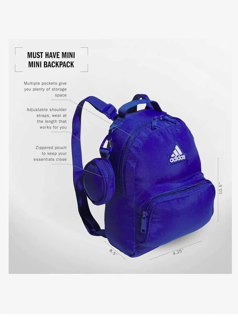 adidas Mini Backpack – Small Bag for Travel, Gym, Festival & More - Picture 3 of 10
